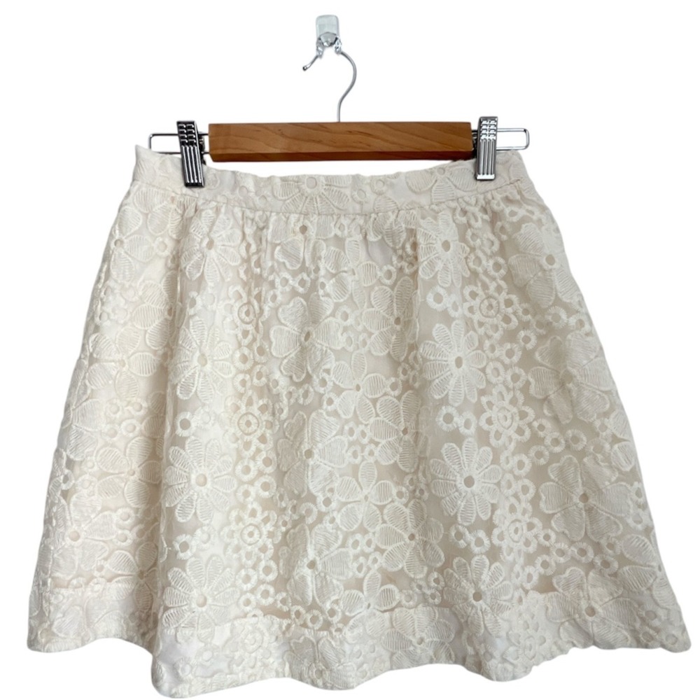 Lace Mini Skirt M Floral Rhyme Los Angeles Cream Ivory Boho Cottagecore Festival